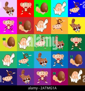 cute animal pattern backgrounds Stock Vector
