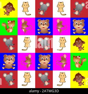 cute animal pattern backgrounds Stock Vector