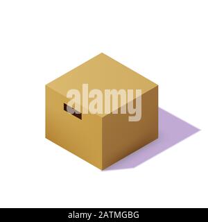 Isometric carton packaging box. 3D realistic icons. Box cardboard, craft packaging, isolated vector illustration Stock Vector
