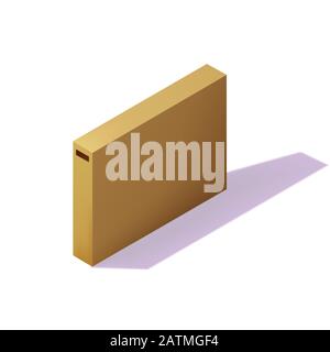 Isometric carton packaging box. 3D realistic icons. Box cardboard, craft packaging, isolated vector illustration Stock Vector