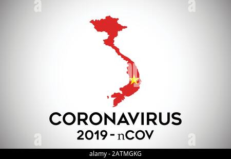 CoronaVirus in Vietnam and Country flag inside Country border Map Vector Design. 2019-nCoV with Vietnam map with national flag Vector Illustration. Stock Vector