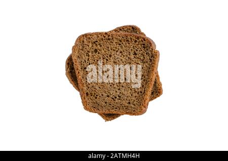 Top view of a couple of thin slices of delicious bread. Traditional national food. Selective focus. Close-up. Landscape photo arrangement. Stock Photo
