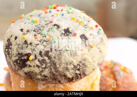 close up homemade Easter cake with sugar icing. Stock Photo