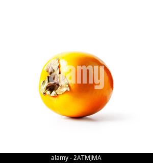 Fresh persimmon fruit. Single object isolated on white background clipping path included. Healthy eating and food concept. Design element Stock Photo