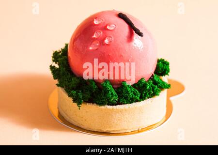 Fruit modern european dessert which look like red apple Stock Photo