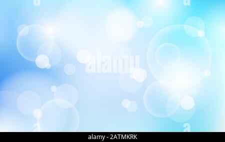 Abstract natural blue sky blurred light bokeh background. Vector illustration Stock Vector