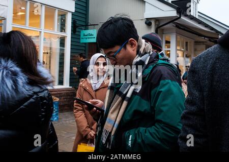 Shoppers at Bicester Village during the height of the Coronavirus scare in England, January 2020 Stock Photo