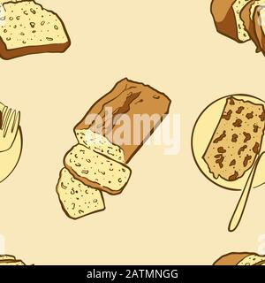 Seamless pattern of sketched Carrot bread bread. Useable for wallpaper or any sized decoration. Handdrawn Vector Illustration Stock Vector