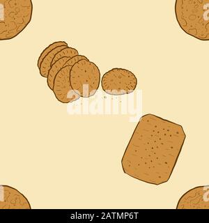 Seamless pattern of sketched Cracker bread. Useable for wallpaper or any sized decoration. Handdrawn Vector Illustration Stock Vector