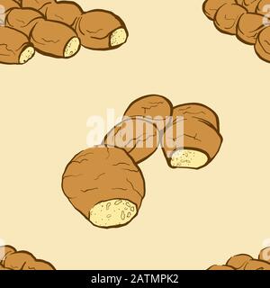 Seamless pattern of sketched Maltese bread bread. Useable for wallpaper or any sized decoration. Handdrawn Vector Illustration Stock Vector