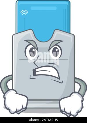 Key card cartoon character design having angry face Stock Vector