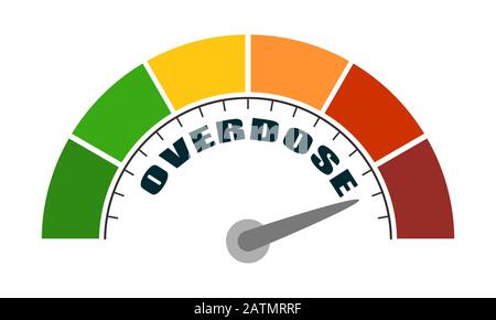 Color scale with arrow from red to green. The measuring device icon. Sign tachometer, speedometer, indicators. Illustration in flat style. Colorful in Stock Vector