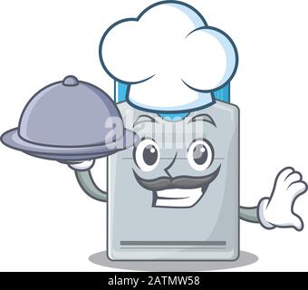 cartoon design of key card as a Chef having food on tray Stock Vector