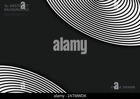 Abstract black circles pattern shape on dark background. Decorate for ad, poster, artwork, template design, print. illustration vector eps10 Stock Vector