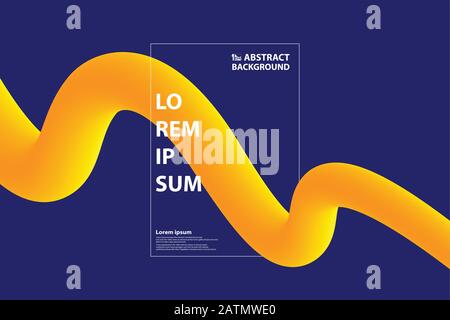 Abstract gradient yellow and orange fluid line wavy on minimal blue background. Decorate for headline, poster, ad, artwork, template design. Stock Vector