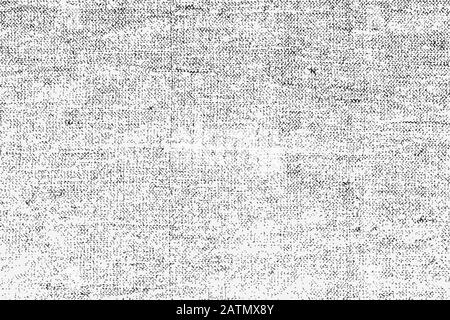 Old rough natural burlap grunge overlay texture. Vector illustration of black and white abstract grunge background for your design Stock Vector