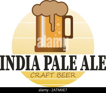 India Pale Ale Beer logo. Silhouette Drink. Round Vector Icon. Vintage Beverages Design. Stock Vector