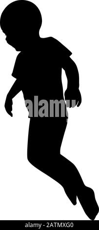 Vector illustration. Silhouette of a jumpimg happy boy Stock Vector ...