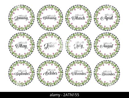 Calligraphy words for calendars and organizers. Calligraphy words for calendars and organizers. Vector Stock Vector