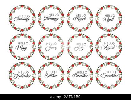 Calligraphy words for calendars and organizers. Calligraphy words for calendars and organizers. Vector Stock Vector