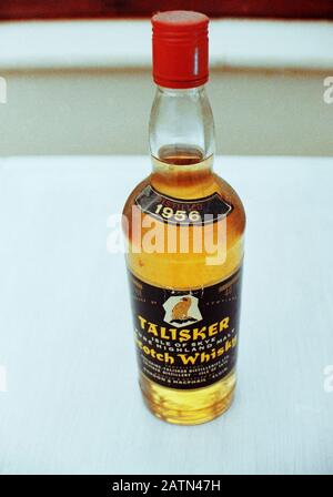 vintage bottle of 1956 talisker whiskey from the johnny walker distillery on the isle of skye scotland uk
