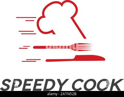 Vector fast food concept. Restaurant speedy service. Waiter who runs, with cutlery Stock Vector