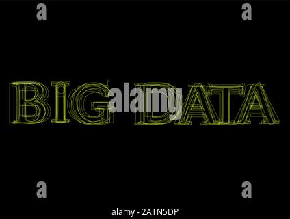 Vector word big data,  green light on black background Stock Vector