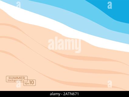 Summer concept, vector background. Beach and sea view from above Stock Vector