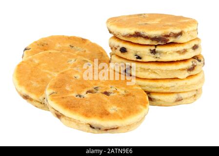 Traditional fruit Welsh cakes isolated on a white background Stock Photo