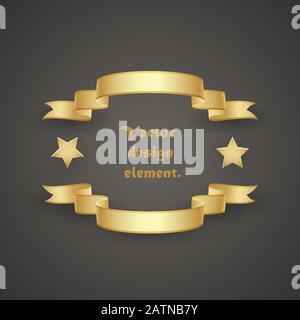 Frame of golden ribbons and stars. Vector version EPS 10. Stock Vector