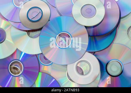Old technology, waste compact disc collection decoration for pattern. cd background concept Stock Photo
