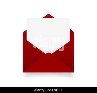 red envelope with sheet isolated on white Stock Photo