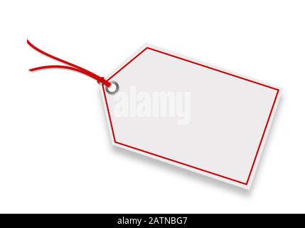 Etiquette with cord isolated on white background Stock Photo