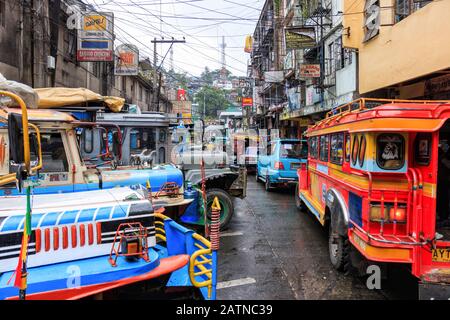 Baguio City, Philippines - December 20, 2019: View of Jeepneys in Baguio City Stock Photo