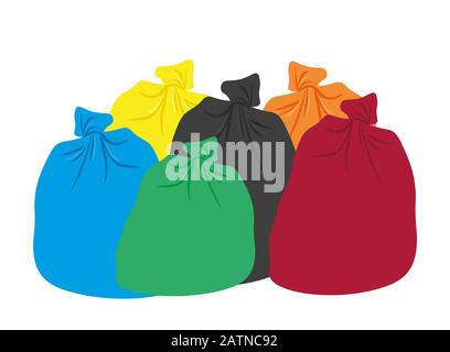 colored garbage bag isolated on white background Stock Photo