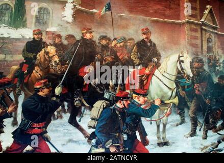 BATTLE OF BAPAUME 3 January 1871 during the Franco-Prussian War showing the French Commander General Louis Faidherbe Stock Photo