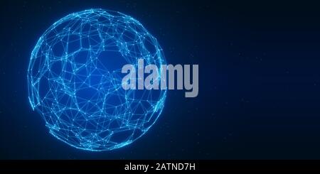 Abstract low-poly technology background of global telecommunication network connection for Internet of Things (IoT), big data science, fintech or Arti Stock Photo
