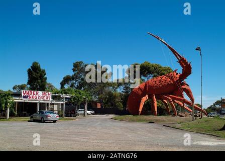 Kingston SE, Australia - January 26, 2008: The Big Lobster sculpture - landmark and advertisement for a restaurant in the village on Limestone Coast Stock Photo