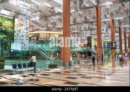 31.01.2020, Singapore, Republic of Singapore, Asia - A view of the modern departure hall of Terminal 3 at Changi Airport. Stock Photo