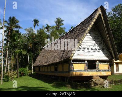 Traditional Palauan Bai, or meeting place for men in Airai State, Palau. Stock Photo