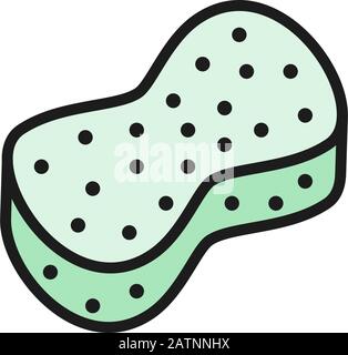 Vector bath sponge flat color line icon. Stock Vector