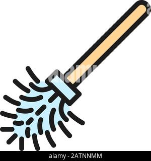Vector toilet brush flat color line icon. Stock Vector