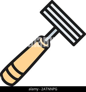 Disposable razor, shaving machine flat color line icon. Stock Vector