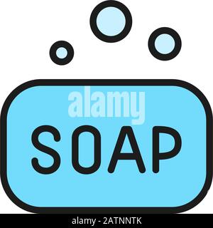 Vector soap bar, hygiene flat color line icon. Stock Vector