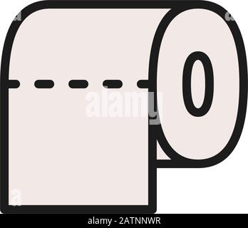 Vector toilet paper, bathroom flat color line icon. Stock Vector