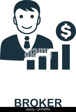 Broker icon. Creative element design from stock market icons collection. Pixel perfect Broker icon for web design, apps, software, print usage Stock Vector