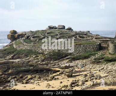 Castro of Baroña. Iron Age Settlement, 1st century BC-1st century AD. Galicia, province of La Coruña, Spain. Stock Photo