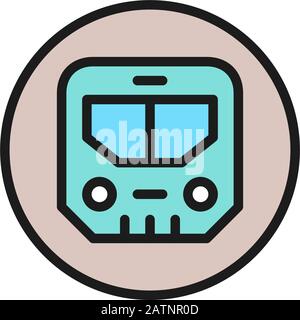 Subway sign, metro, underground transport, train flat color line icon. Stock Vector