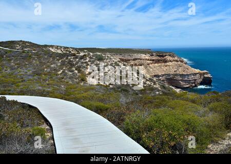 Australia, Kalbarri National Park, hiking trail along Indian Ocean Stock Photo