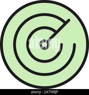 Radar screen, GPS map location flat color line icon. Stock Vector